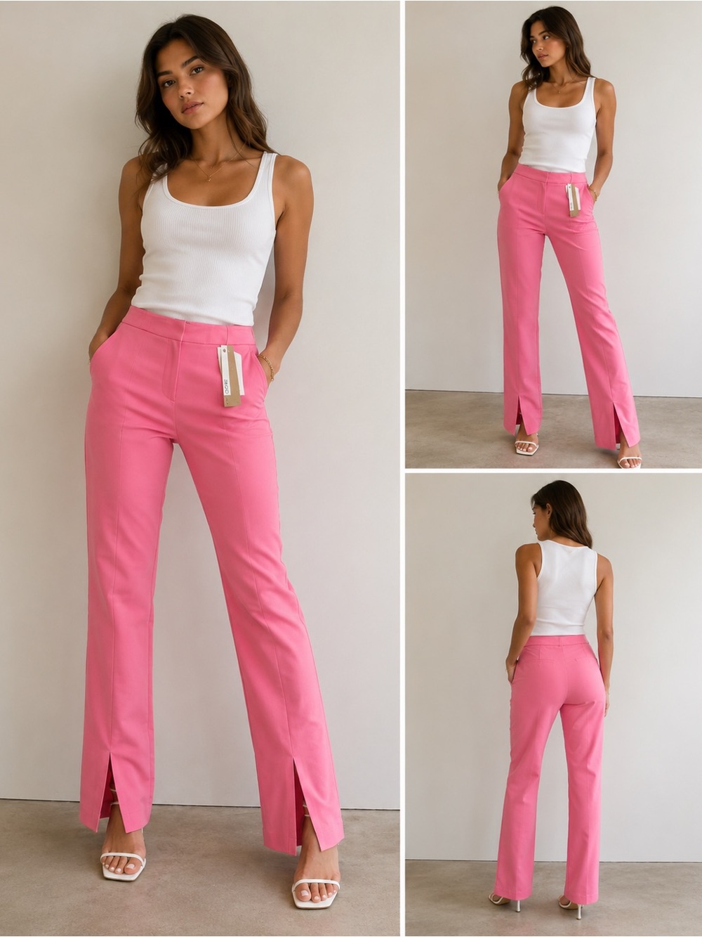 Do+Be Hot Pink Split Hem Pants NWT Size Medium Barbiecore